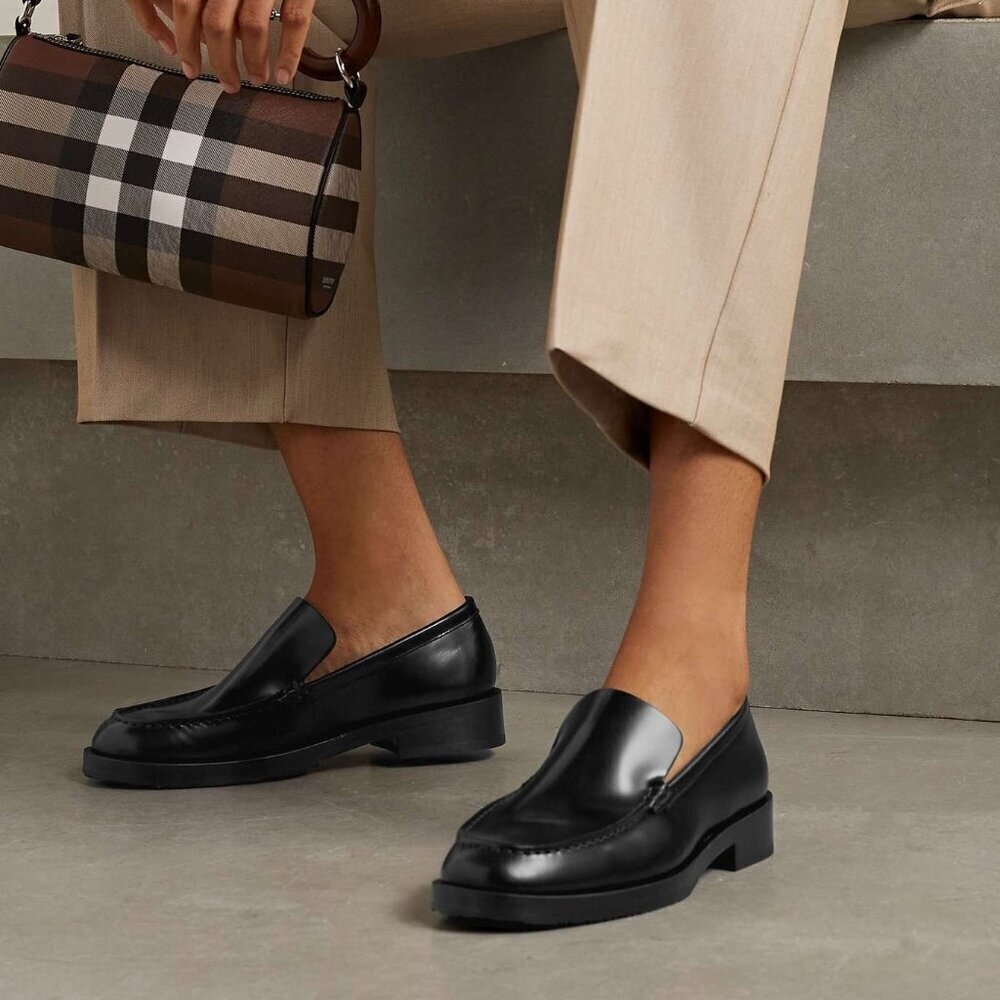 By Far Rafael Semi Patent Black Leather Loafers 38 / US 8
